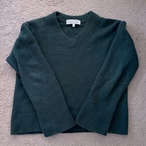 Alex Mill Dark Green V-Neck 100% Cashmere Cropped Sweater